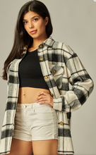 Load image into Gallery viewer, Flannel Plaid Oversized Shacket Button Down Jacket