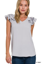 Load image into Gallery viewer, WOVEN AIRFLOW TIERED RUFFLE SLEEVE TOP

