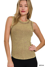 Load image into Gallery viewer, WASHED RIBBED TANK TOP WITH EXPOSED SEAM
