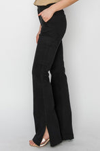 Load image into Gallery viewer, HIGH RISE COLOR CARGO SLIT HEM BOOTCUT PANTS
