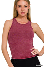 Load image into Gallery viewer, Washed Racer Back Rib Tank Top W Removable Pads
