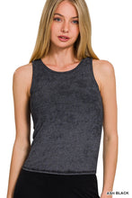 Load image into Gallery viewer, Washed Racer Back Rib Tank Top W Removable Pads
