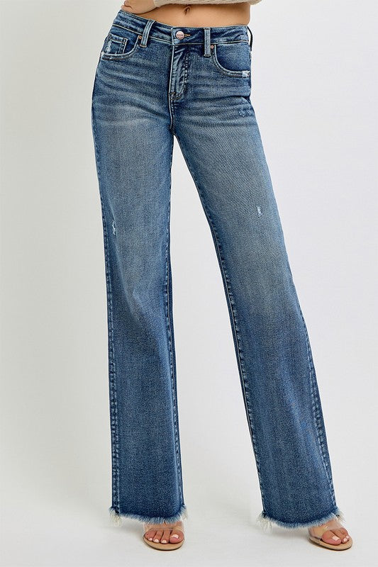 TUMMY CONTROL HIGH RISE LONG STRAIGHT JEANS