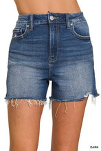 Load image into Gallery viewer, DISTRESSED HEM DENIM SHORTS

