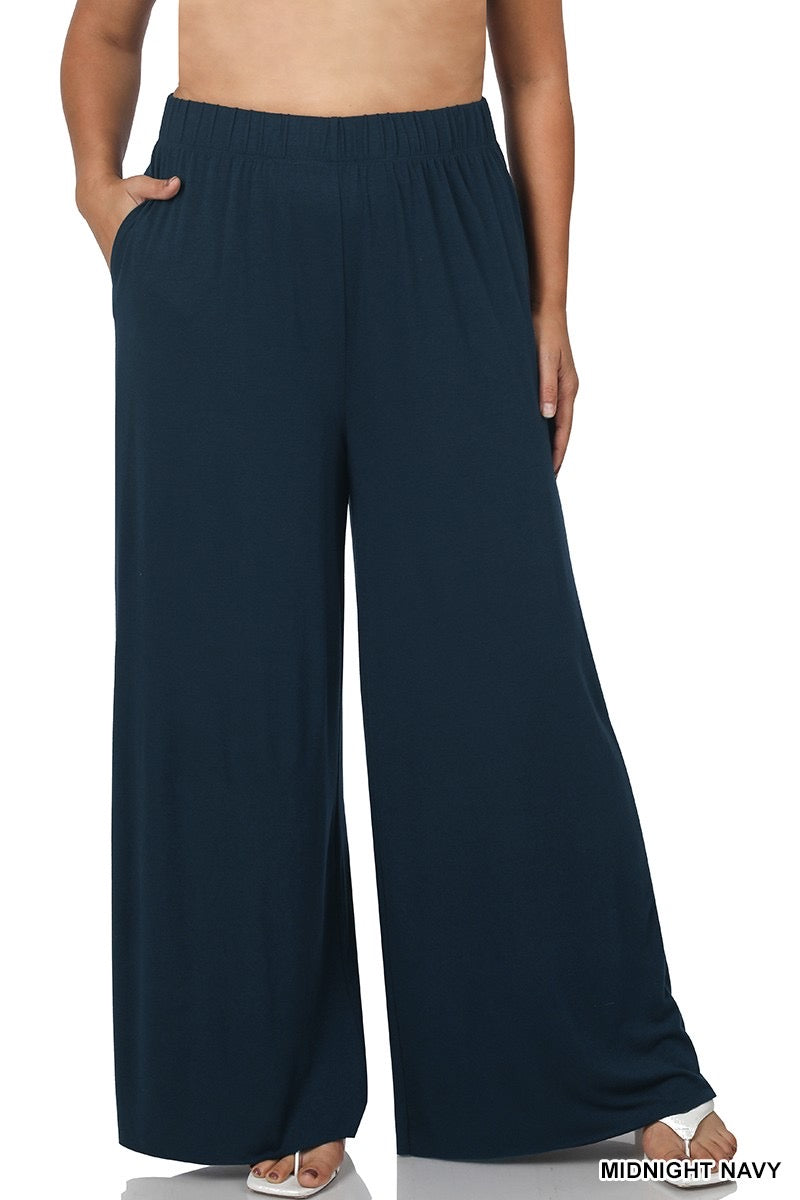 Plus Wide Leg Pants with Pockets