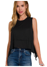 Shark Bite Side Slit Sleeveless Top