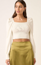 Load image into Gallery viewer, Square Neck Puff Sleeve Crop Sweater
