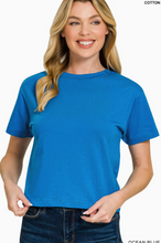 Load image into Gallery viewer, Cotton Crew Neck Short Sleeve Cropped T-shirt
