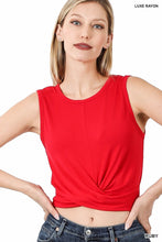 Load image into Gallery viewer, Luxe Rayon Twist Front Sleeveless Crop Top
