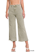 Load image into Gallery viewer, Acid Washed High Waist Frayed Hem Straight Pants
