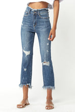 Load image into Gallery viewer, Risen High Rise Frayed Hem Straight Leg Jeans
