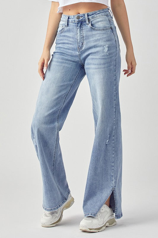 Wide Leg Jeans With Side Split