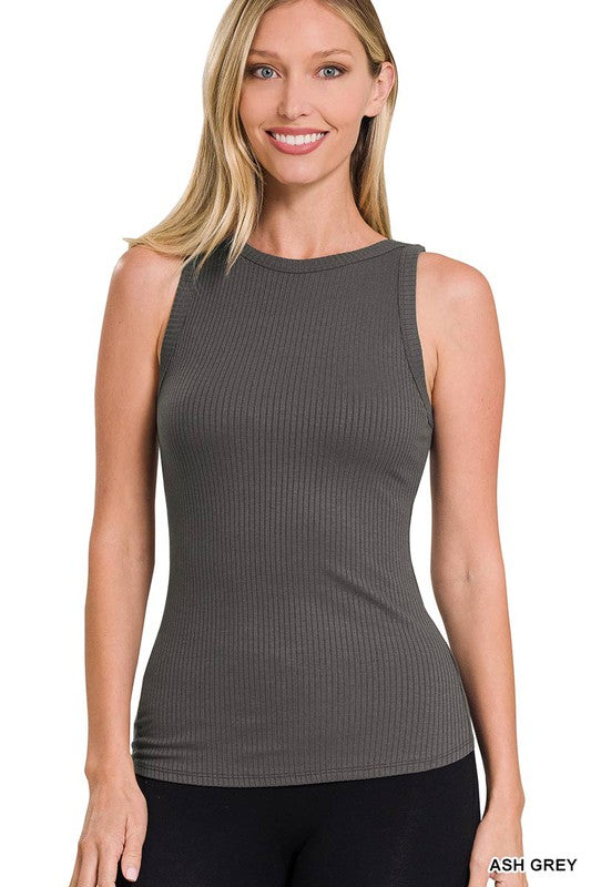 Ribbed Crew Neck Tank Top