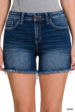 Load image into Gallery viewer, Mid Rise Raw Frayed Hem Denim Shorts
