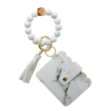 Load image into Gallery viewer, Wristlet Keychain Silicone Beaded Bracelet Tassel Cardholder
