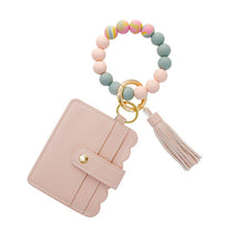 Load image into Gallery viewer, Wristlet Keychain Silicone Beaded Bracelet Tassel Cardholder
