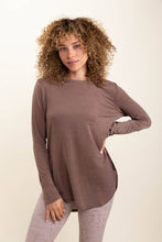 Load image into Gallery viewer, Ribbed Mesh Long Sleeve Flow Top with Side Slits
