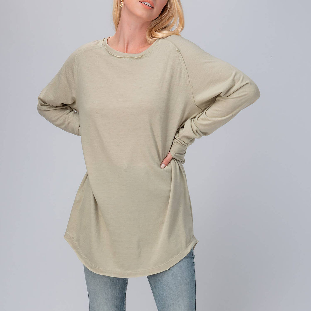 TRI-BLEND ROW EDGE BASIC OVERSIZE TUNIC TOP