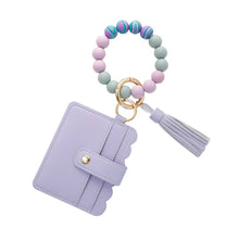 Load image into Gallery viewer, Wristlet Keychain Silicone Beaded Bracelet Tassel Cardholder
