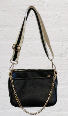 ALEX/Faux Pebble Leather Double Bag with Strap