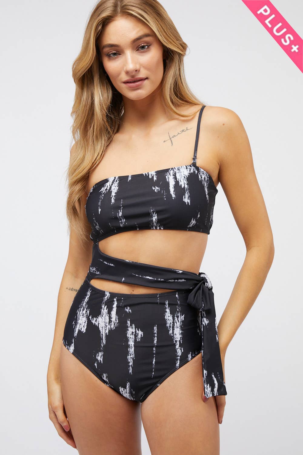 Plus Printed Sleeveless Swimset