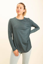 Load image into Gallery viewer, Ribbed Mesh Long Sleeve Flow Top with Side Slits
