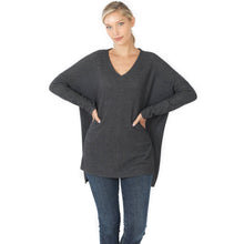 Load image into Gallery viewer, Brushed Waffle Knit V-Neck Sweater
