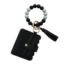 Load image into Gallery viewer, Wristlet Keychain Silicone Beaded Bracelet Tassel Cardholder
