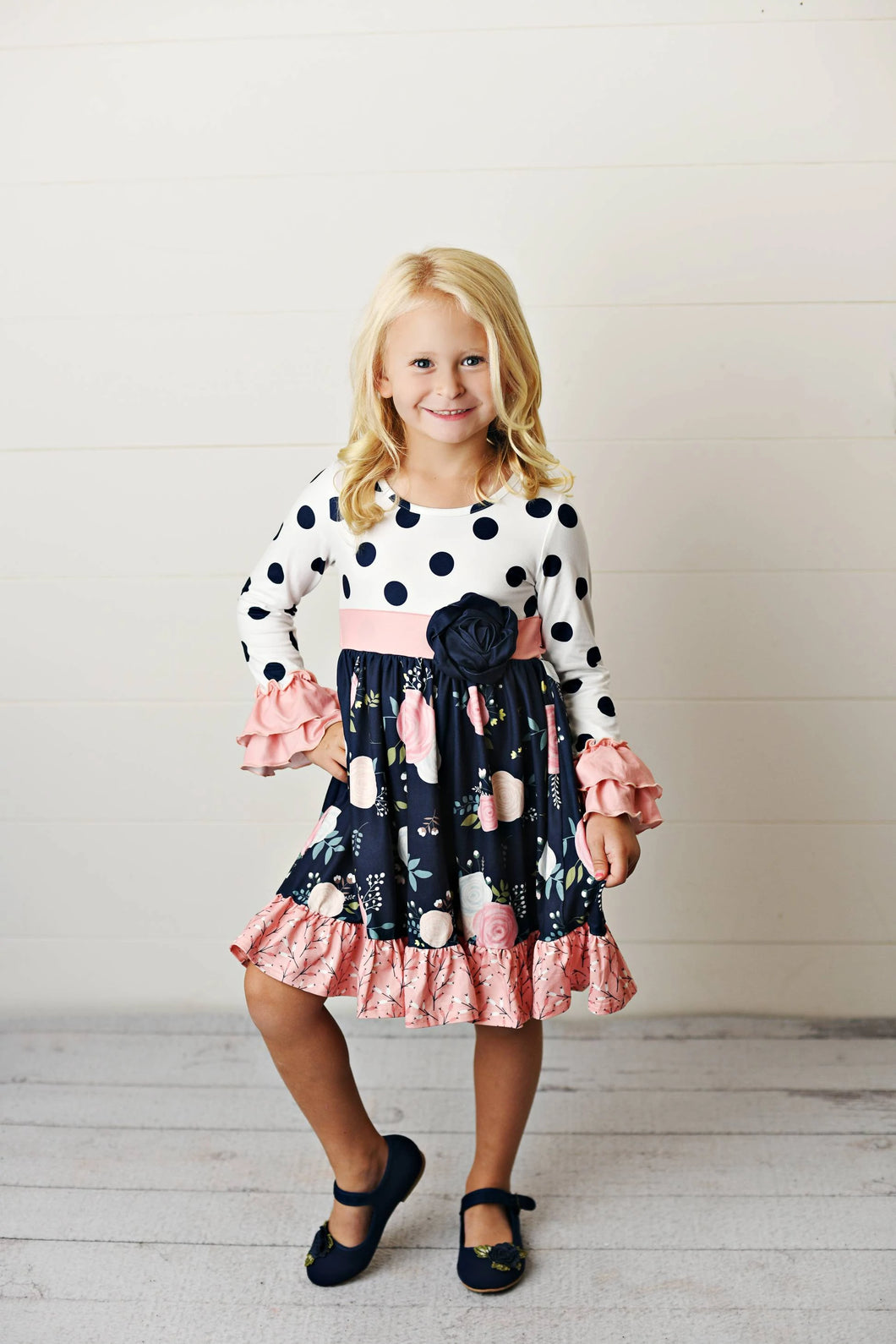 Navy Dot Twirl Dress