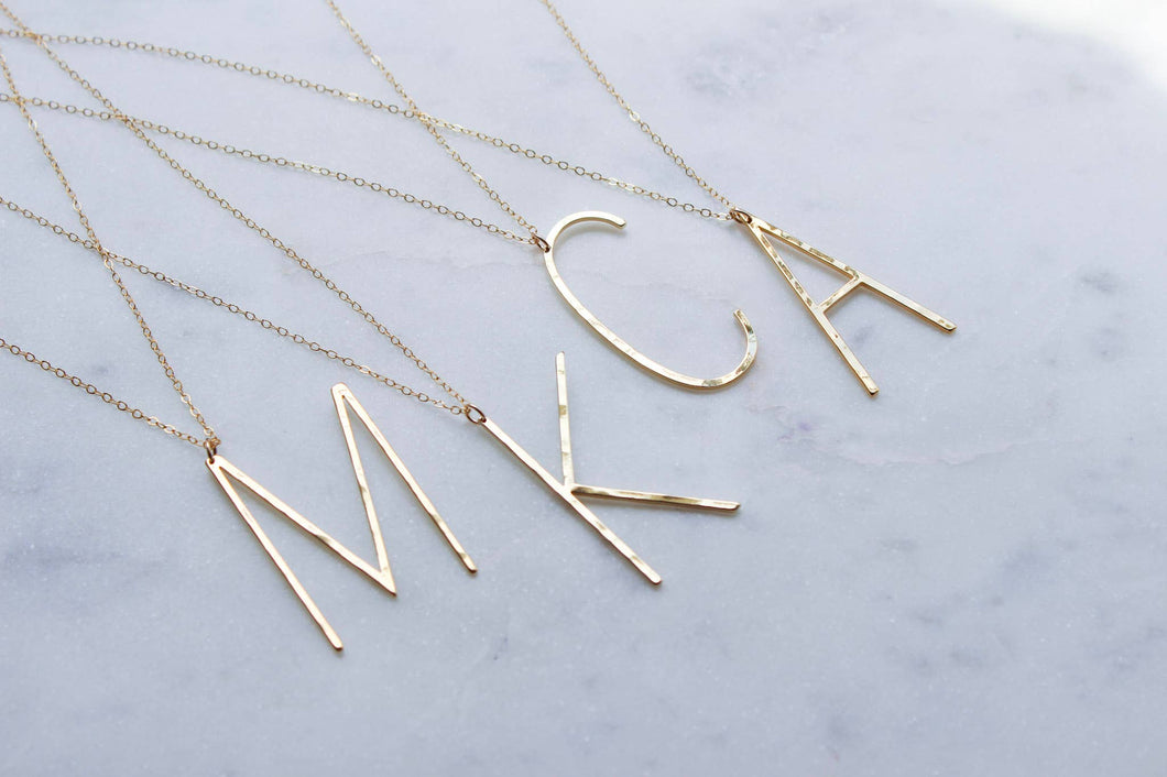 Gold Large Letter Necklace, Large Initial Necklace