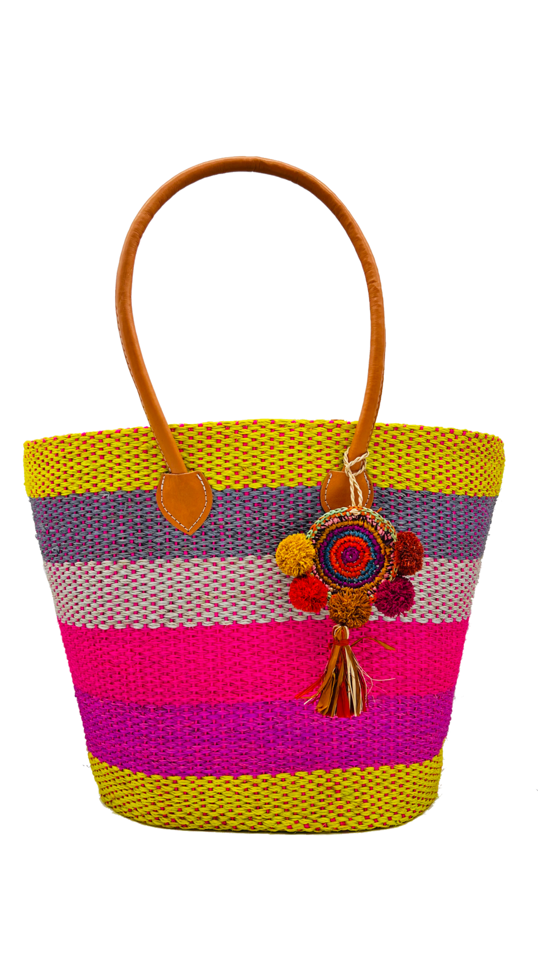 HERMOSA STRAW BASKET WITH DREAM CATCHER TASSEL