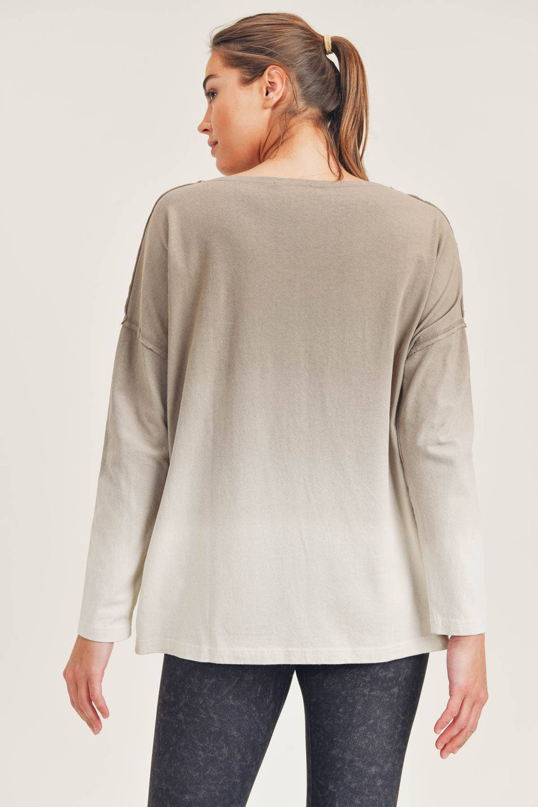 Cotton Ombre Long-Sleeve Top