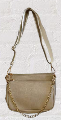 ALEX/Faux Pebble Leather Double Bag with Strap