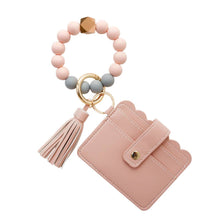 Load image into Gallery viewer, Wristlet Keychain Silicone Beaded Bracelet Tassel Cardholder
