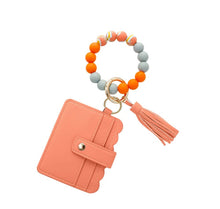 Load image into Gallery viewer, Wristlet Keychain Silicone Beaded Bracelet Tassel Cardholder
