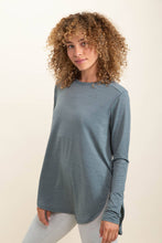 Load image into Gallery viewer, Ribbed Mesh Long Sleeve Flow Top with Side Slits
