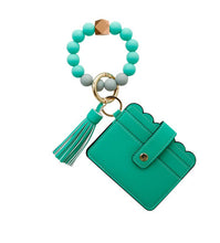 Load image into Gallery viewer, Wristlet Keychain Silicone Beaded Bracelet Tassel Cardholder
