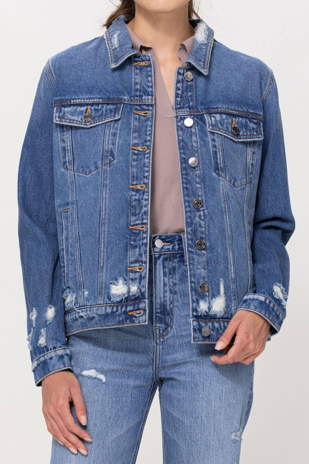 Medium Jean Jacket with Distressing