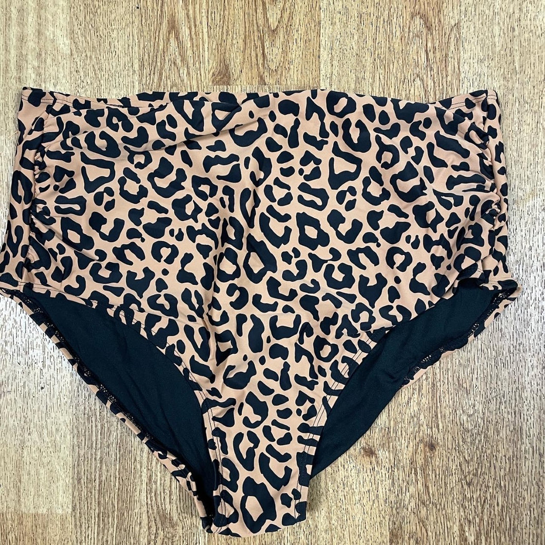 Leopard Print Ruched Midi Bottoms