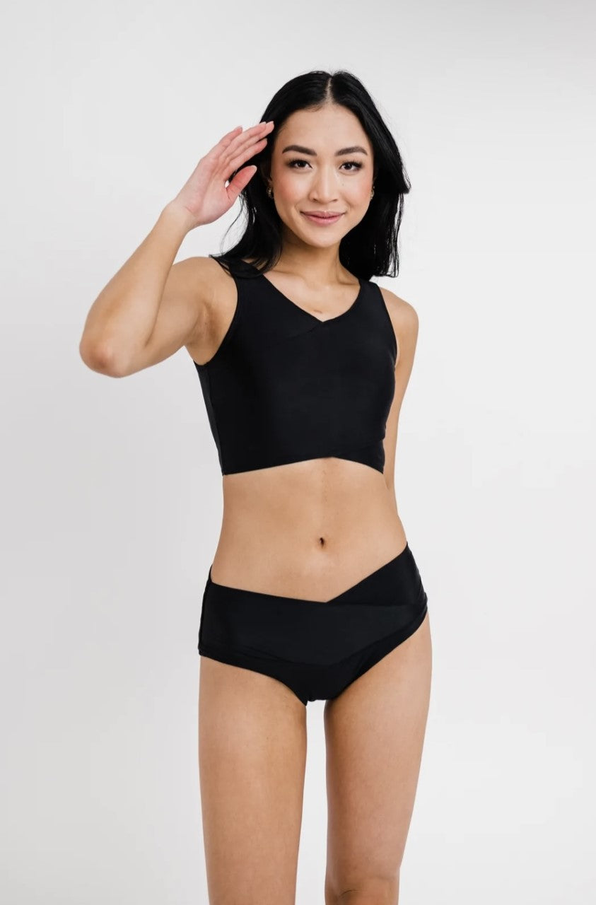 Black Reversible Crop Banded Top